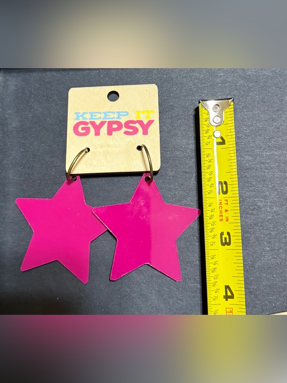 Hot Pink Star Hoop Earrings